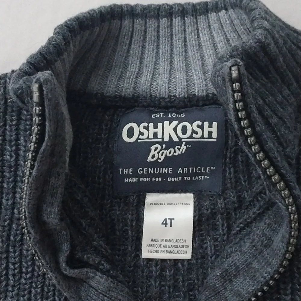 OshKosh B'Gosh dark gray zip up sweater 4T